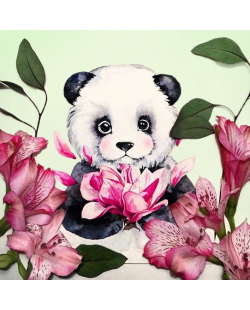 Panda and Flowers WD2341