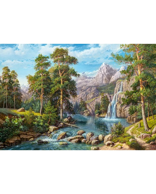 Scenery with Waterfall WD2459