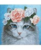 Blue-Eyed Cat in Flowers WD2464